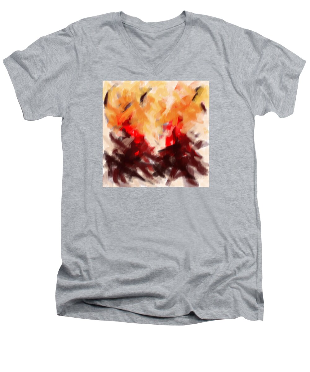 Abstract Men's V-Neck T-Shirt featuring the painting Two to Tango Abstract by Karla Beatty