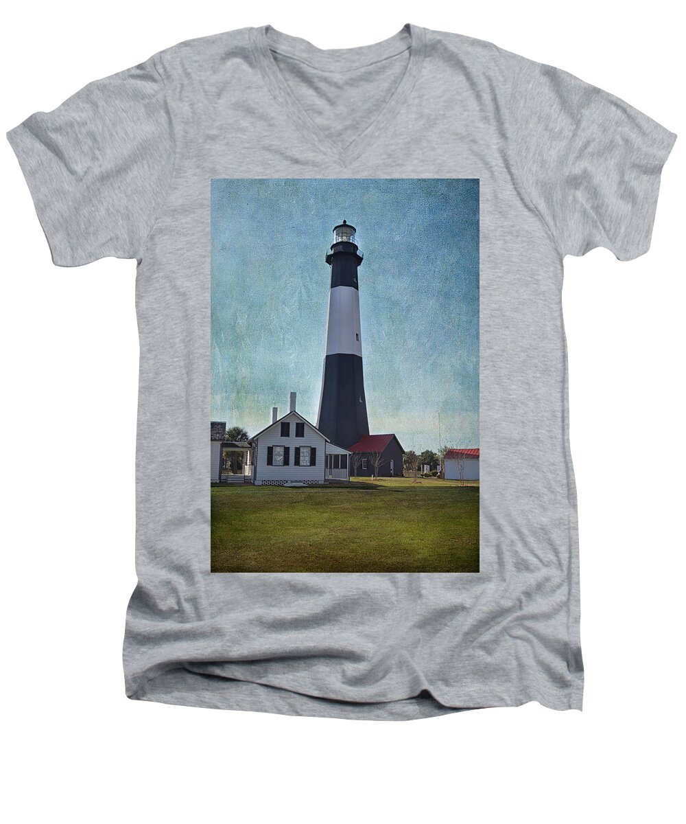 Lighthouse Men's V-Neck T-Shirt featuring the photograph Tybee Island Light by Kim Hojnacki