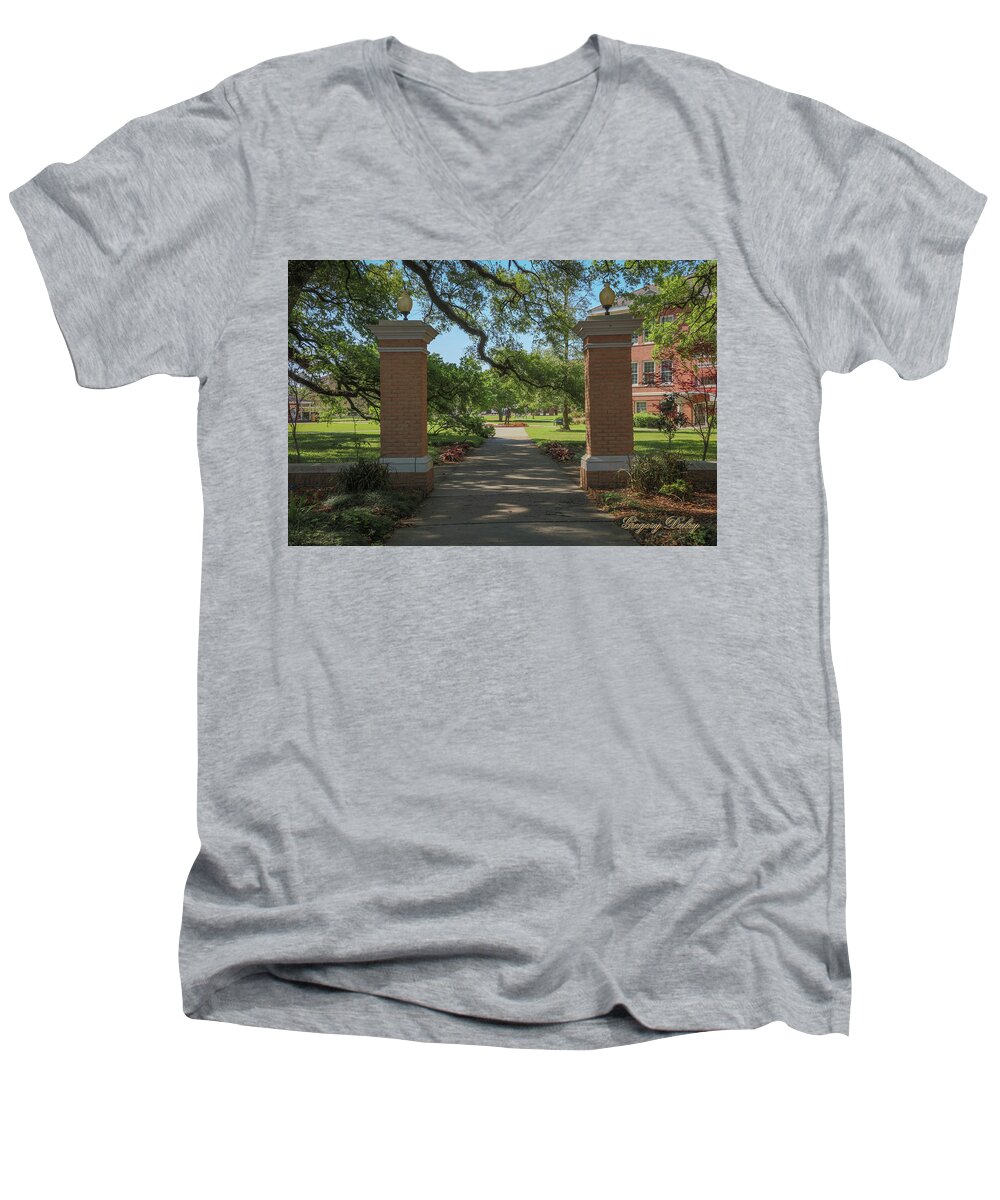 Ul Men's V-Neck T-Shirt featuring the photograph University and Johnston Entrance by Gregory Daley MPSA