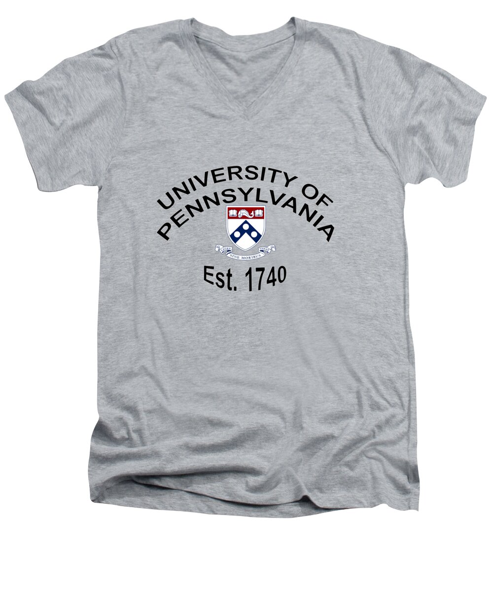 University Of Pennsylvania Men's V-Neck T-Shirt featuring the digital art University Of Pennsylvania Est 1740 by Movie Poster Prints