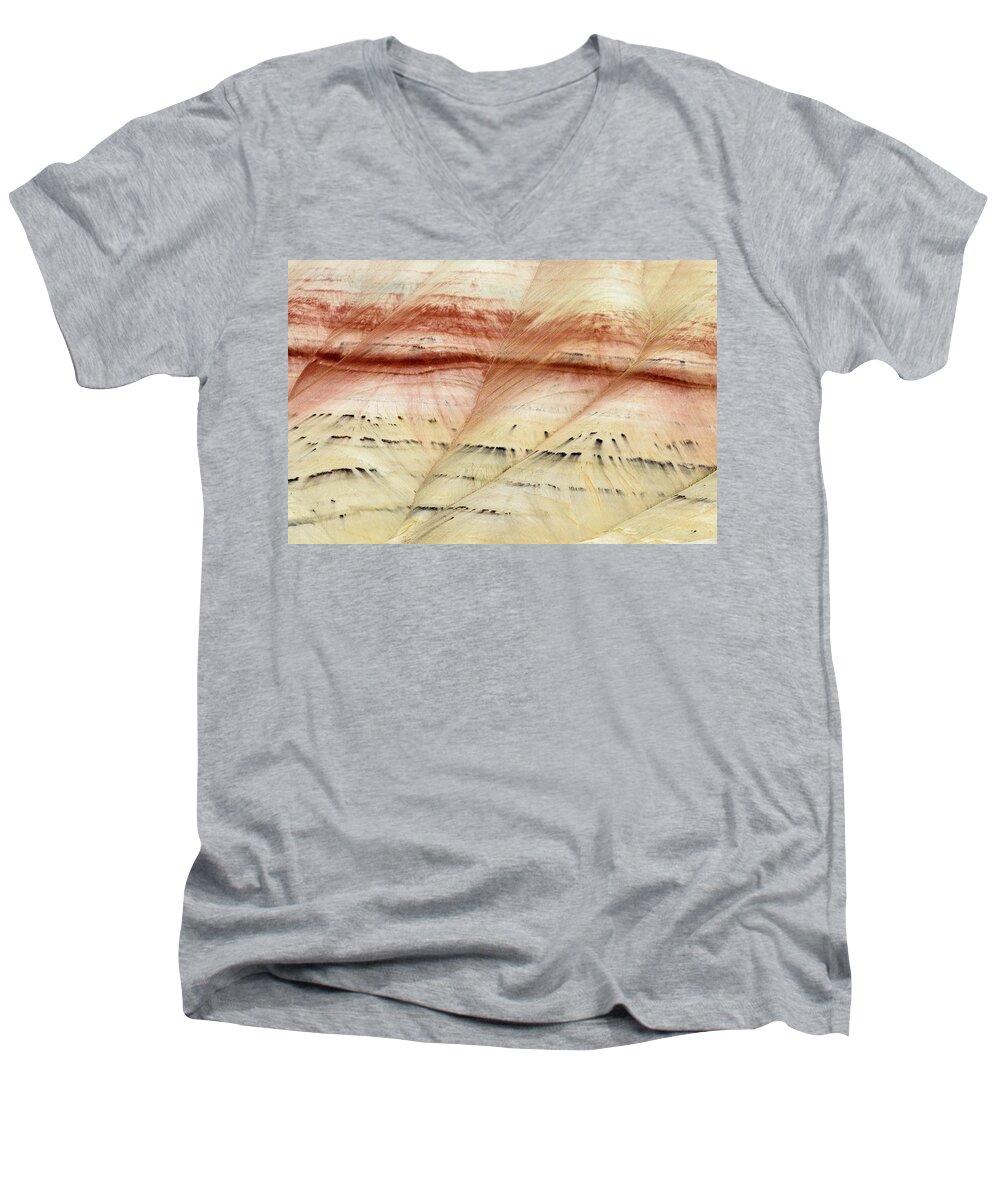Painted Hills Men's V-Neck T-Shirt featuring the photograph Up Close Painted Hills by Greg Nyquist