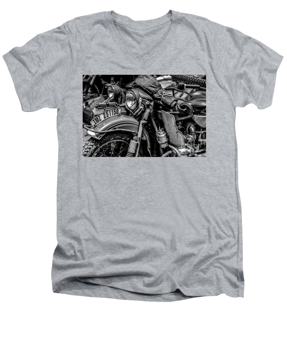 Ural Men's V-Neck T-Shirt featuring the photograph Ural Patrol Bike by Anthony Citro