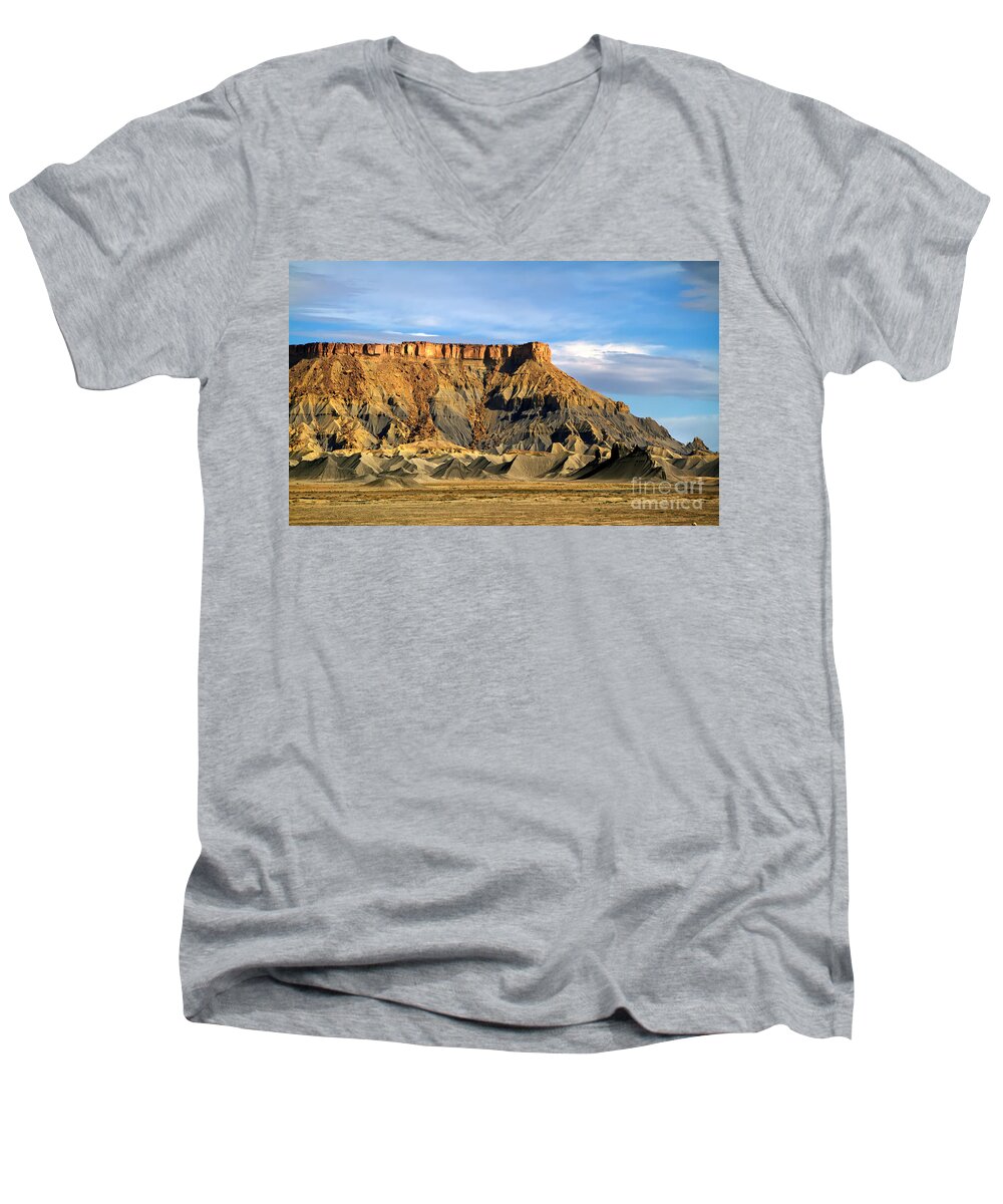 Utah Landscape Photography Men's V-Neck T-Shirt featuring the photograph Utah Butte by Waterdancer 