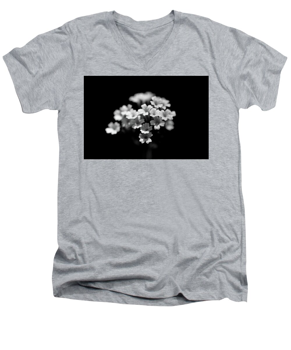 Verbena Flower Monochrome Men's V-Neck T-Shirt featuring the photograph Verbena by Ian Sanders