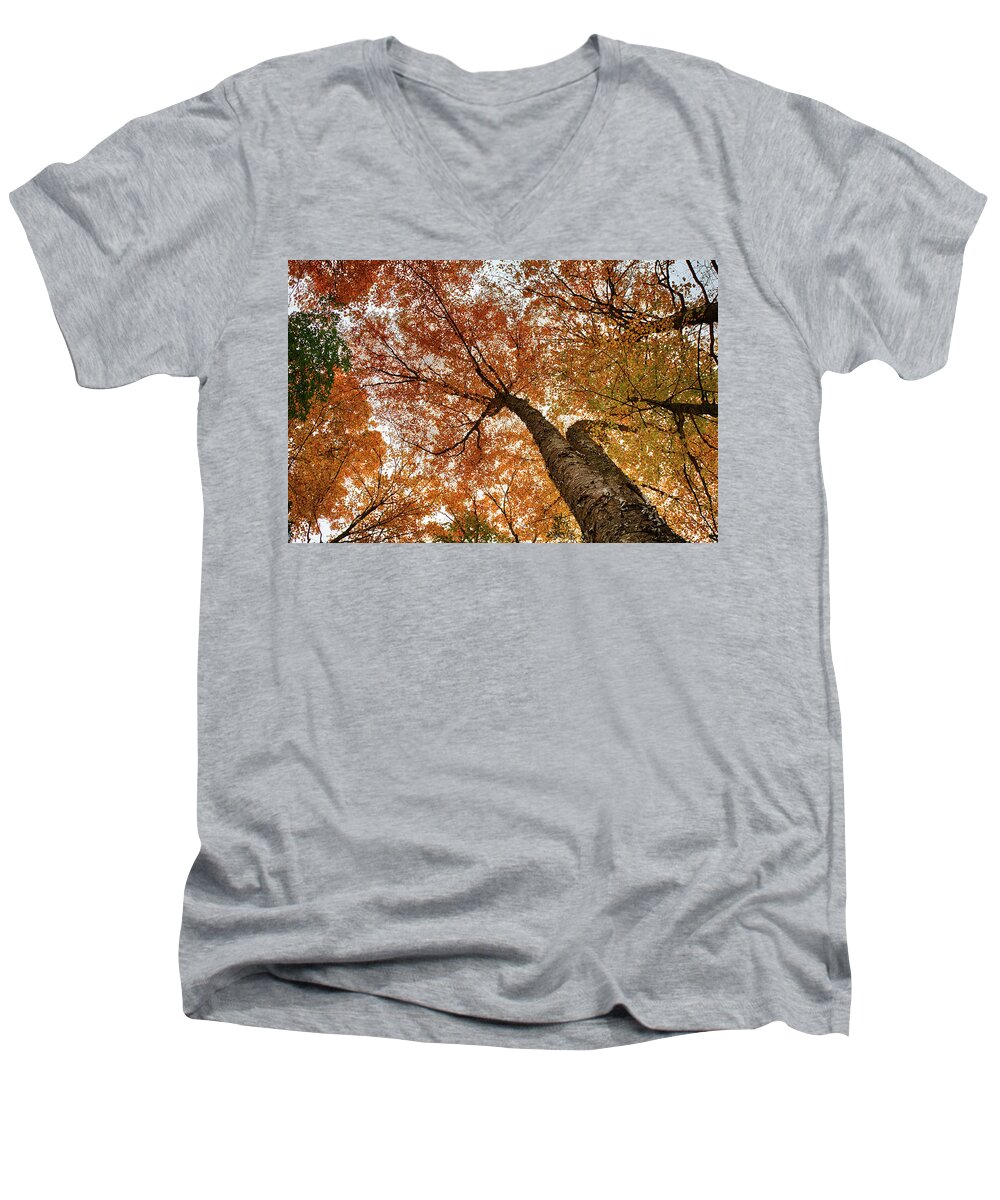 Autumn Foliage Men's V-Neck T-Shirt featuring the photograph Vermont fall foliage views by Jeff Folger
