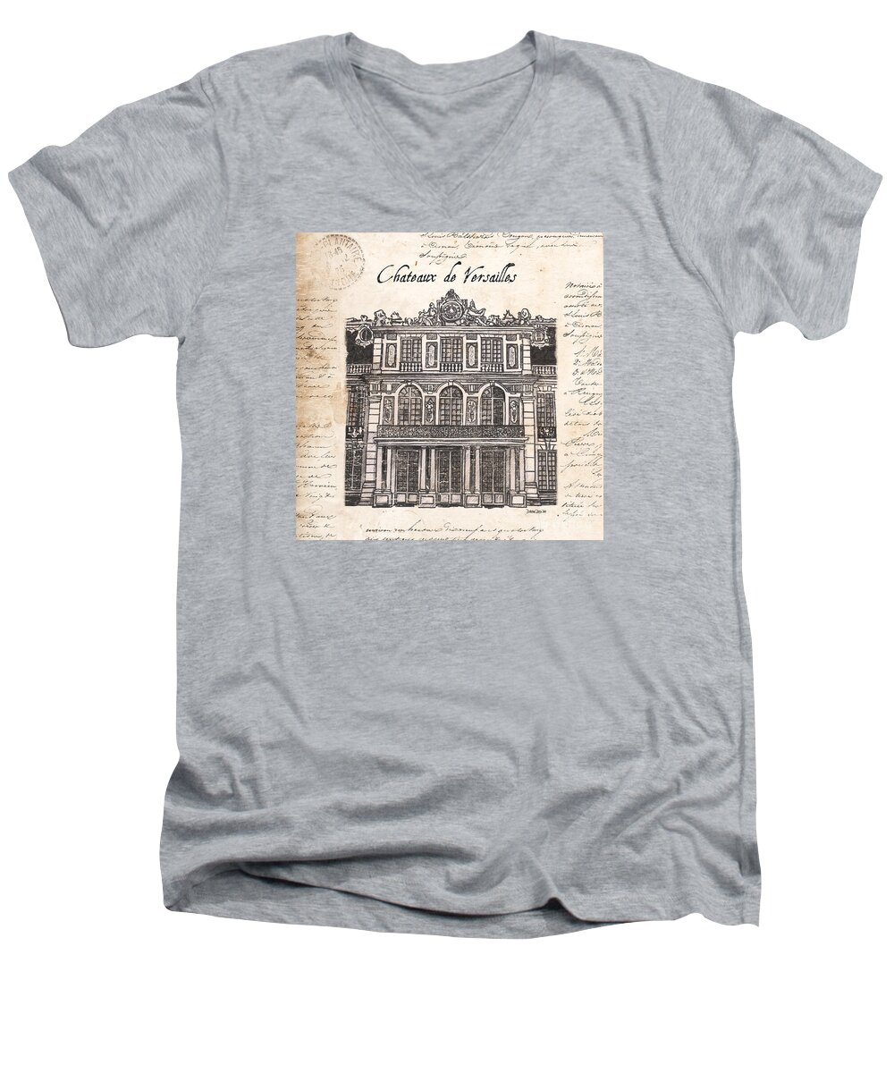 Chateaux Men's V-Neck T-Shirt featuring the painting Versailles by Debbie DeWitt
