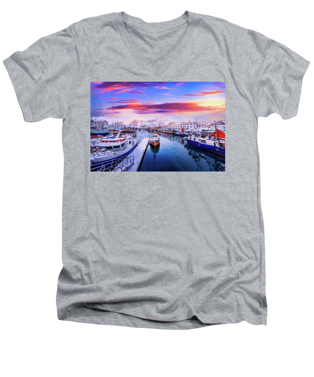 Norway Men's V-Neck T-Shirt featuring the photograph Vibrant Norway by Philippe Sainte-Laudy