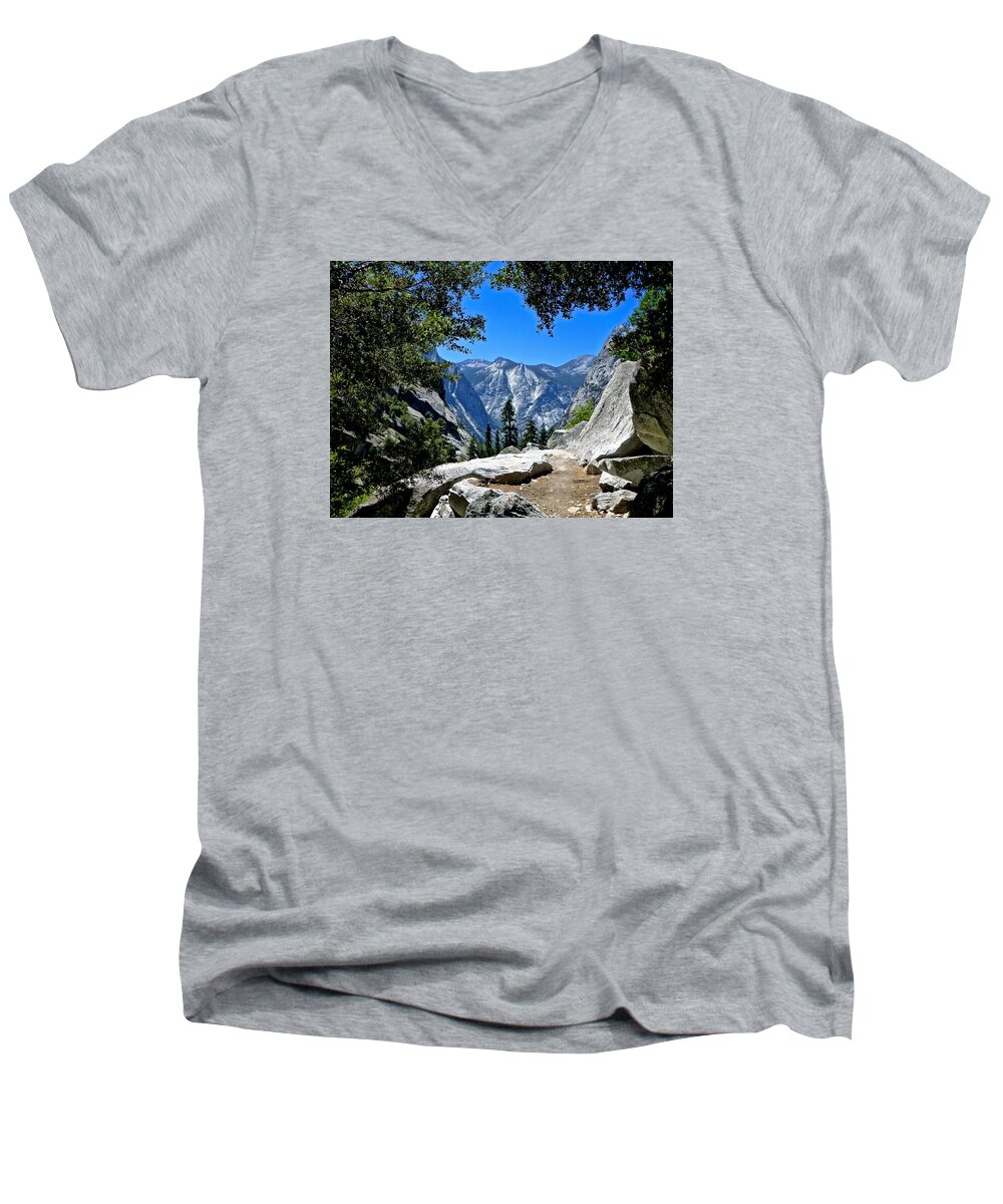 Kings Canyon Natl. Park Men's V-Neck T-Shirt featuring the photograph View of the Sphinx by Amelia Racca