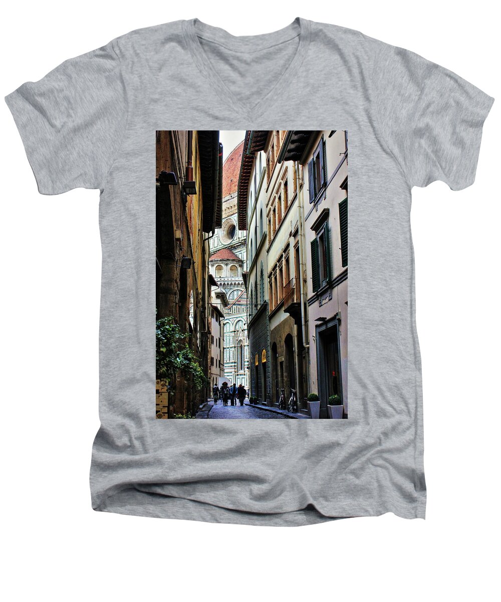 Florence Men's V-Neck T-Shirt featuring the photograph View on Il Duomo by Daniel Koglin