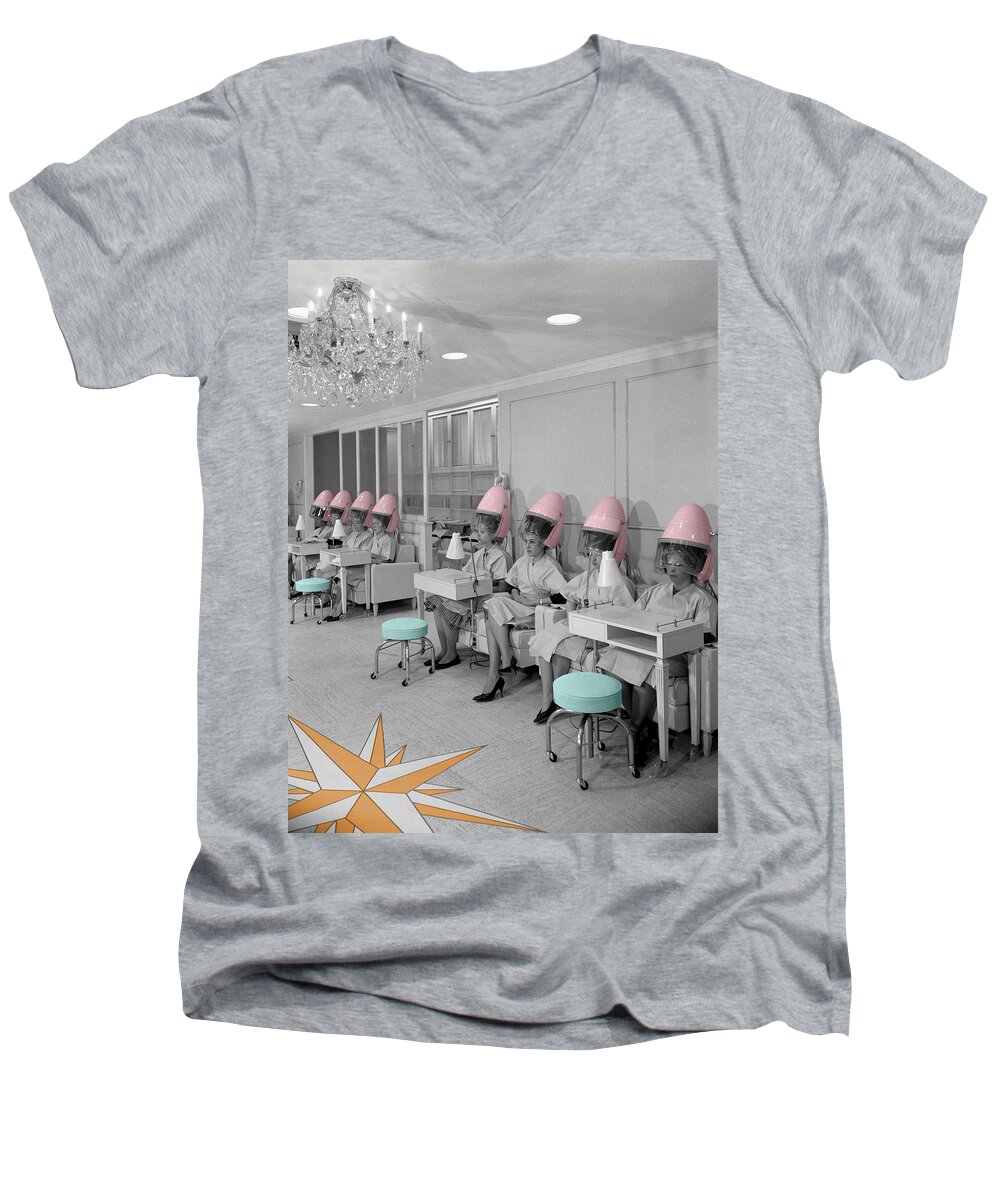 Hair Salon Men's V-Neck T-Shirt featuring the photograph Vintage Hair Salon by Andrew Fare