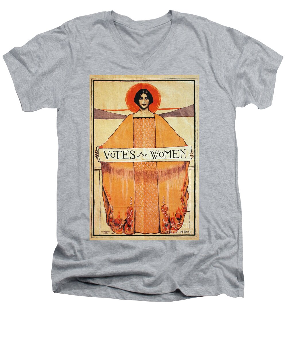 1911 Men's V-Neck T-Shirt featuring the drawing Votes For Women Poster by Granger