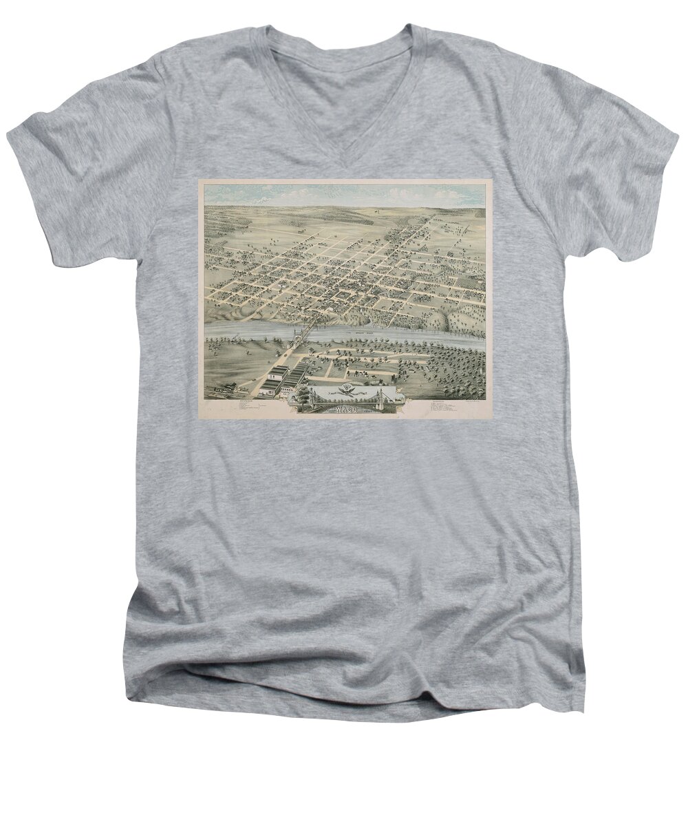 Map Men's V-Neck T-Shirt featuring the digital art Waco 1873 by Herman Brosius by Texas Map Store