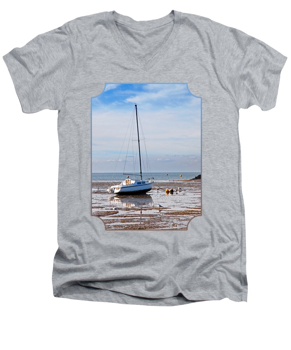 Boat Men's V-Neck T-Shirt featuring the photograph Waiting For High Tide by Gill Billington