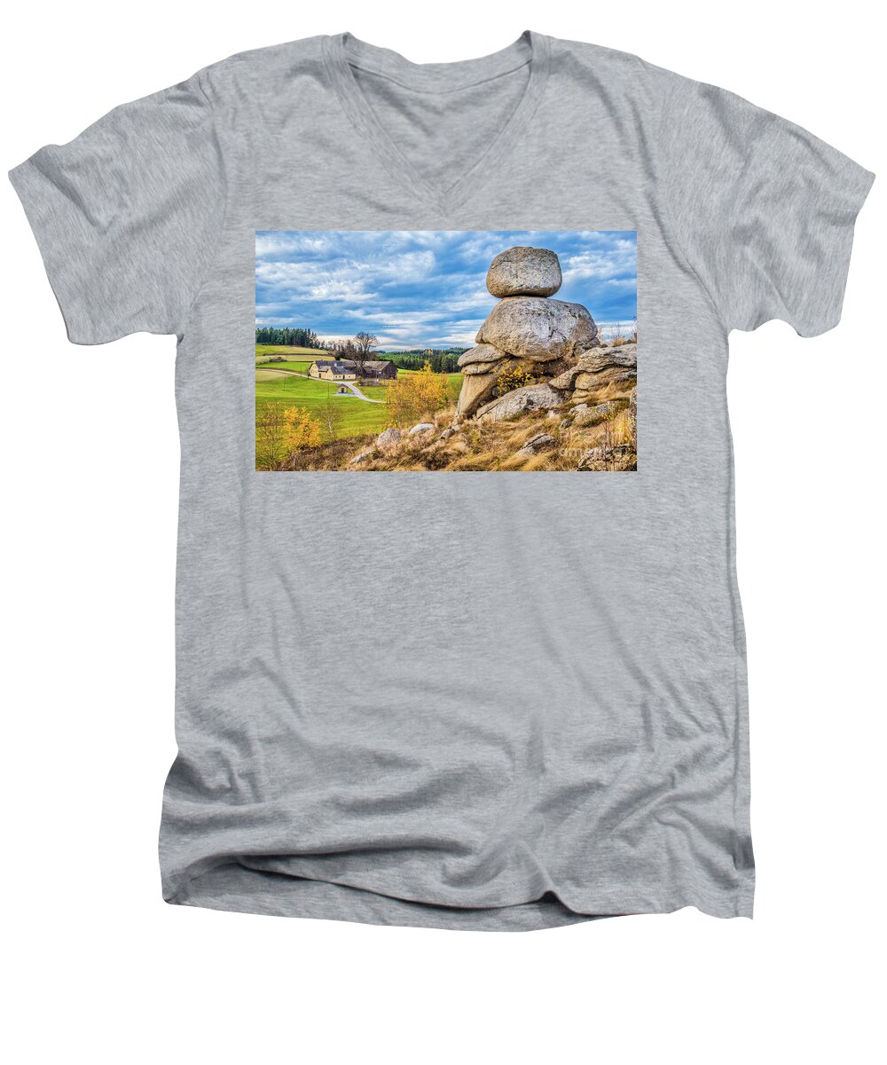 Agriculture Men's V-Neck T-Shirt featuring the photograph Waldviertel by JR Photography