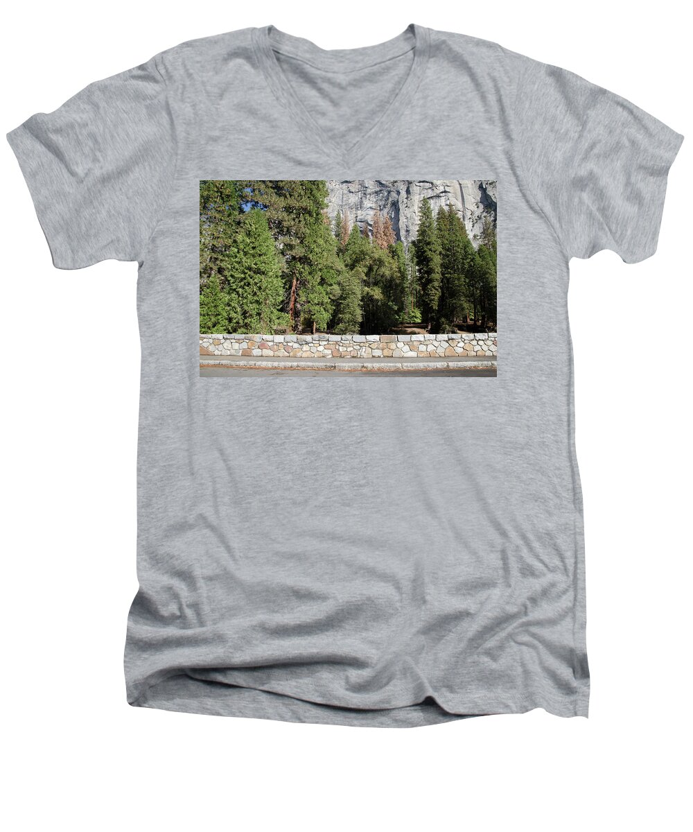 Yosemite Men's V-Neck T-Shirt featuring the photograph Wall at Yosemite by Erik Burg