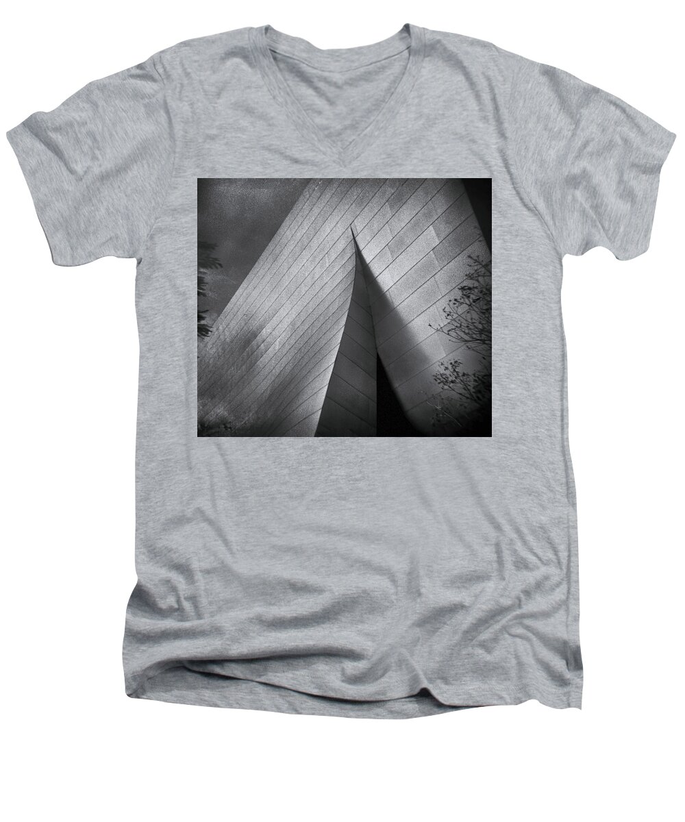 Architecture Men's V-Neck T-Shirt featuring the photograph Walt Disney Concert Hall 1 by Denise Dube
