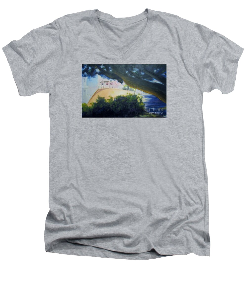 Warmth Men's V-Neck T-Shirt featuring the photograph Warm Shadows On The Plaza by Patricia Kanzler