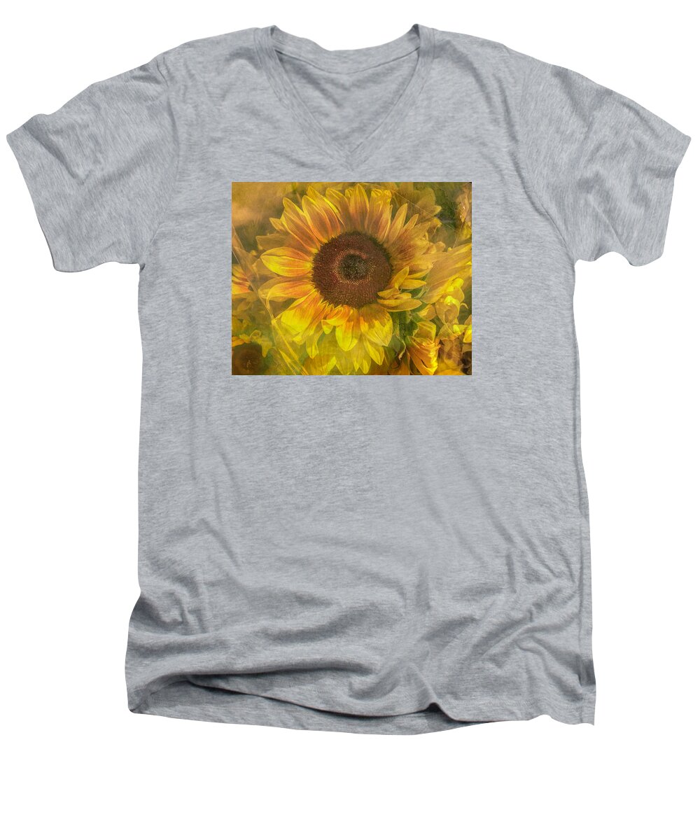 Sunflower Men's V-Neck T-Shirt featuring the photograph Washed In Sun by Arlene Carmel