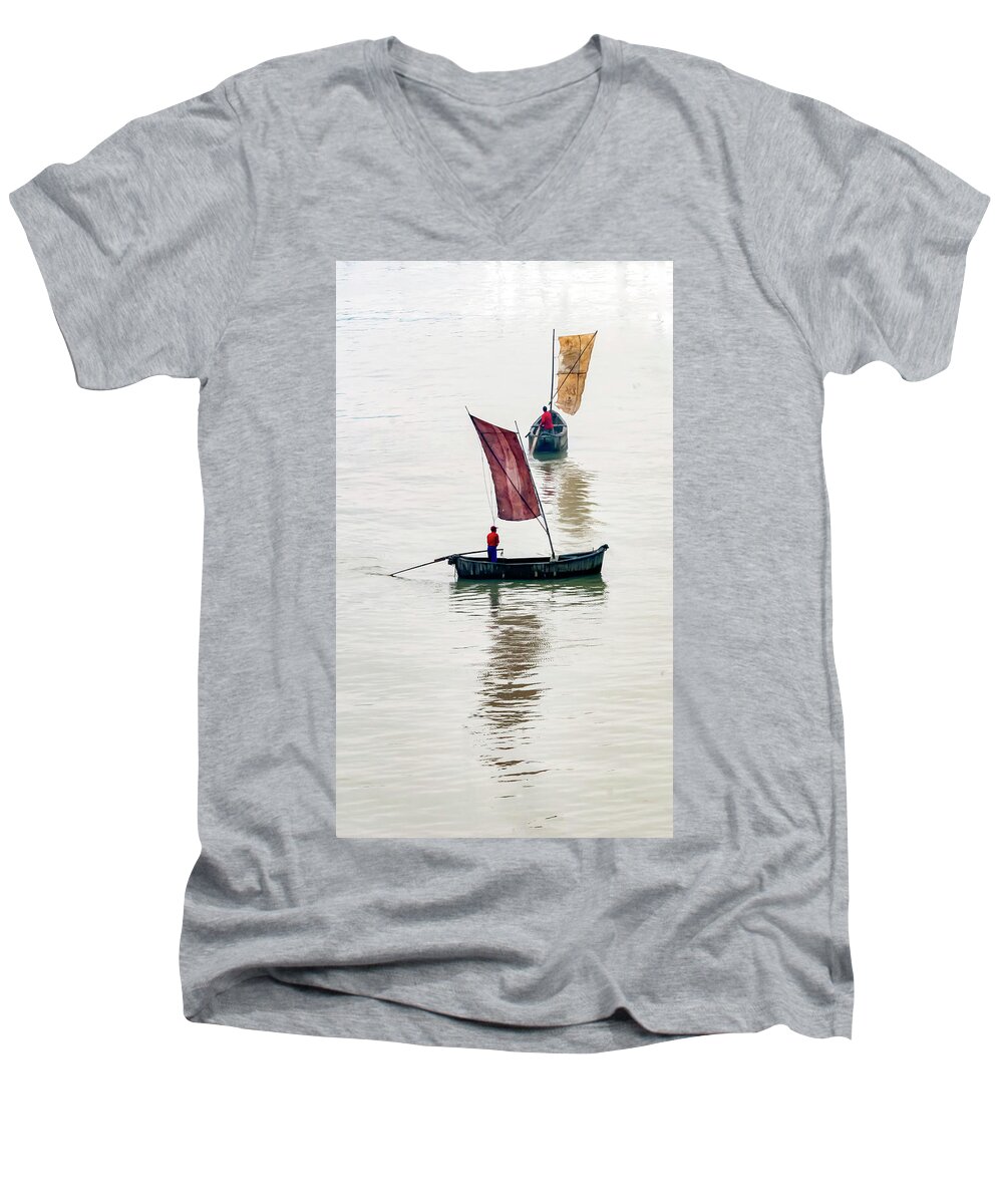 Asia Men's V-Neck T-Shirt featuring the photograph Watercolor. by Usha Peddamatham