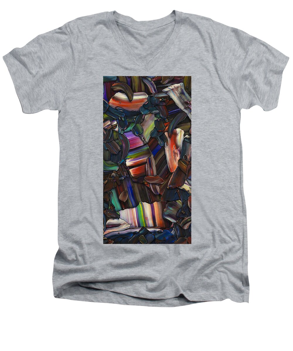 Waterfall Men's V-Neck T-Shirt featuring the painting Waterfall by James W Johnson