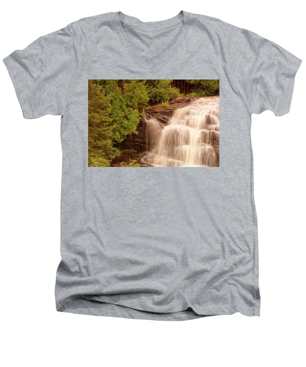 Waterfall Men's V-Neck T-Shirt featuring the photograph Waterfall by Peter Ponzio