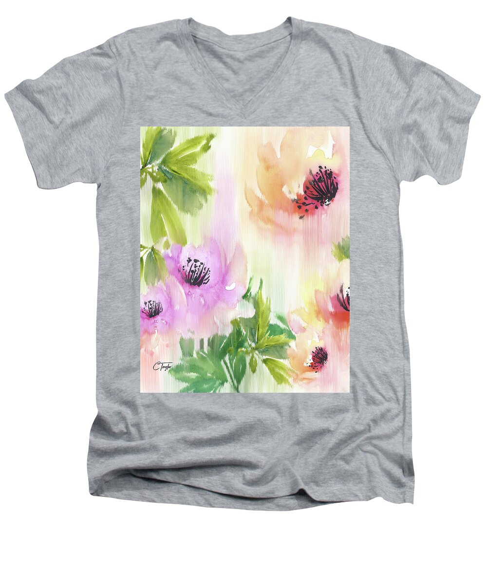 Roses Men's V-Neck T-Shirt featuring the painting Weeping Rose Forest by Colleen Taylor