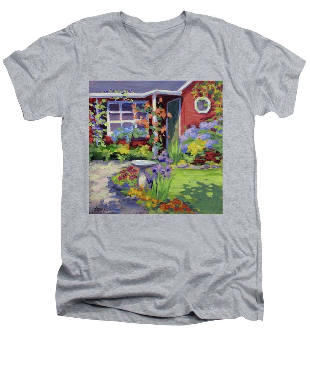 House Men's V-Neck T-Shirt featuring the painting Welcome Home by Karen Ilari