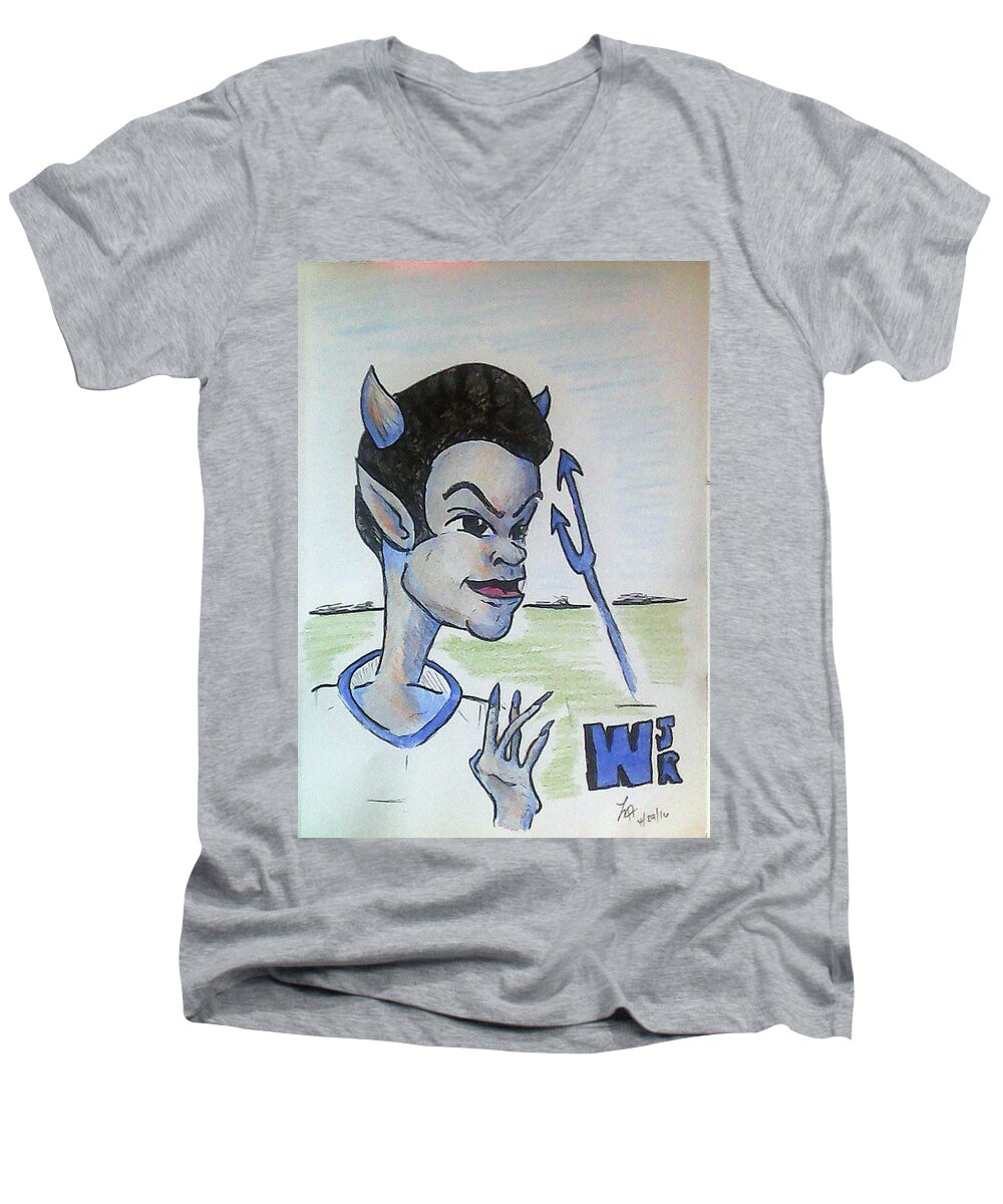 Imps Men's V-Neck T-Shirt featuring the drawing West Jr by Loretta Nash