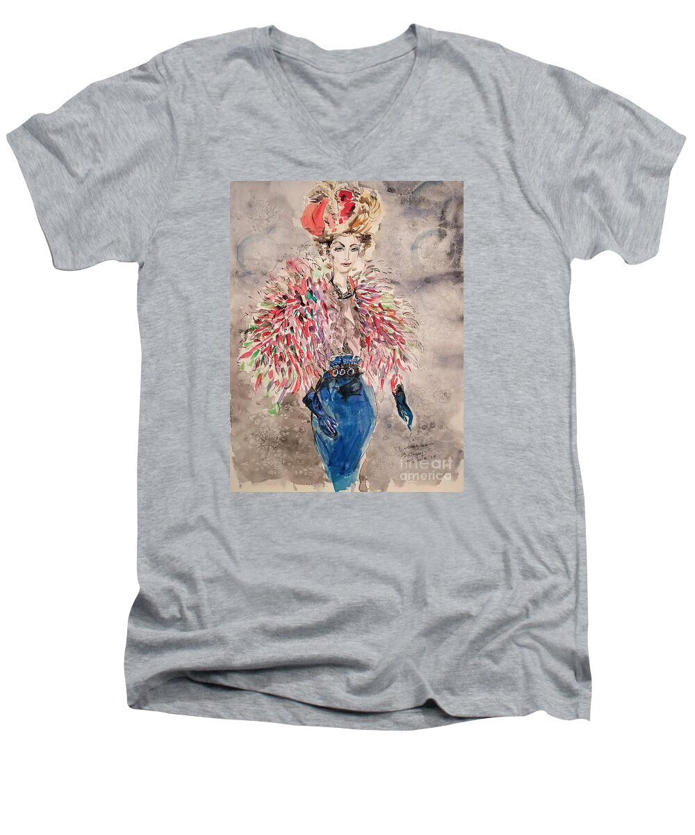 Fashion Art Men's V-Neck T-Shirt featuring the painting Best Me 2018 by Leslie Ouyang