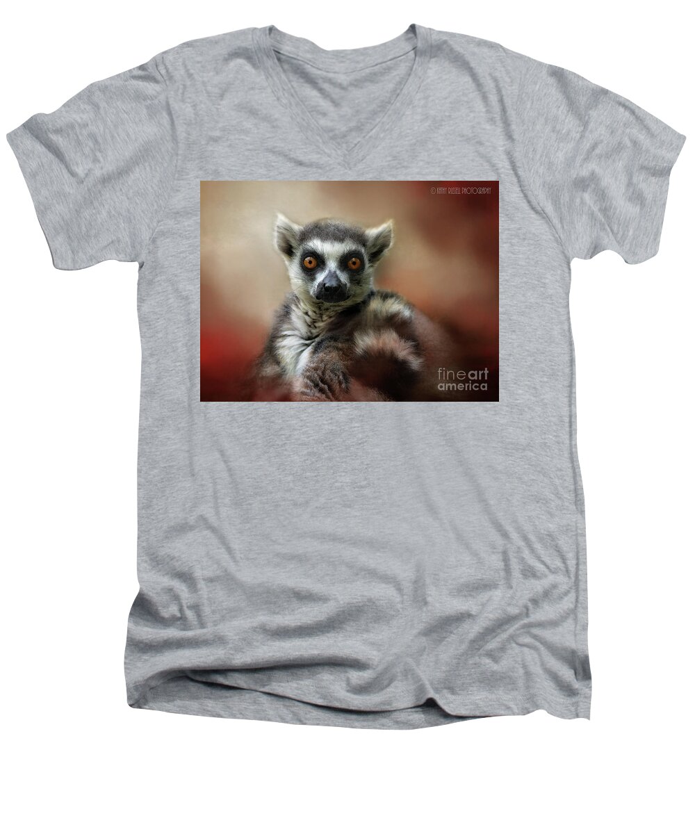 Lemur Men's V-Neck T-Shirt featuring the photograph What Big Eyes You Have by Kathy Russell
