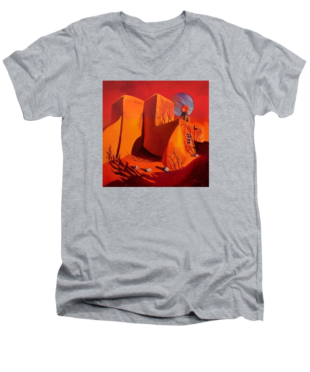 Moon Men's V-Neck T-Shirt featuring the painting When Jupiter Aligns with Mars by Art West
