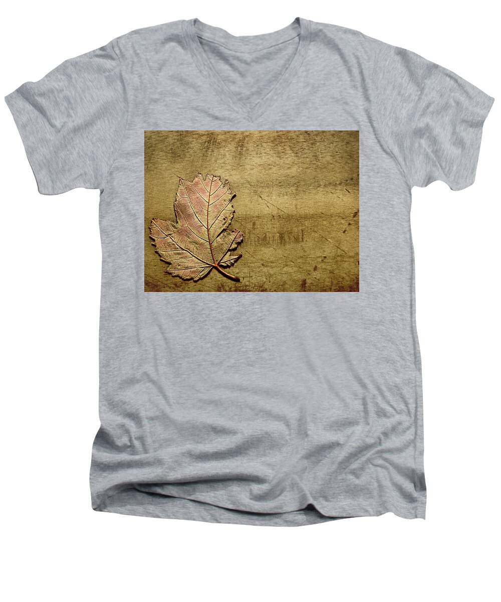 Autumn Men's V-Neck T-Shirt featuring the photograph ...While You Fall Apart by Dana DiPasquale
