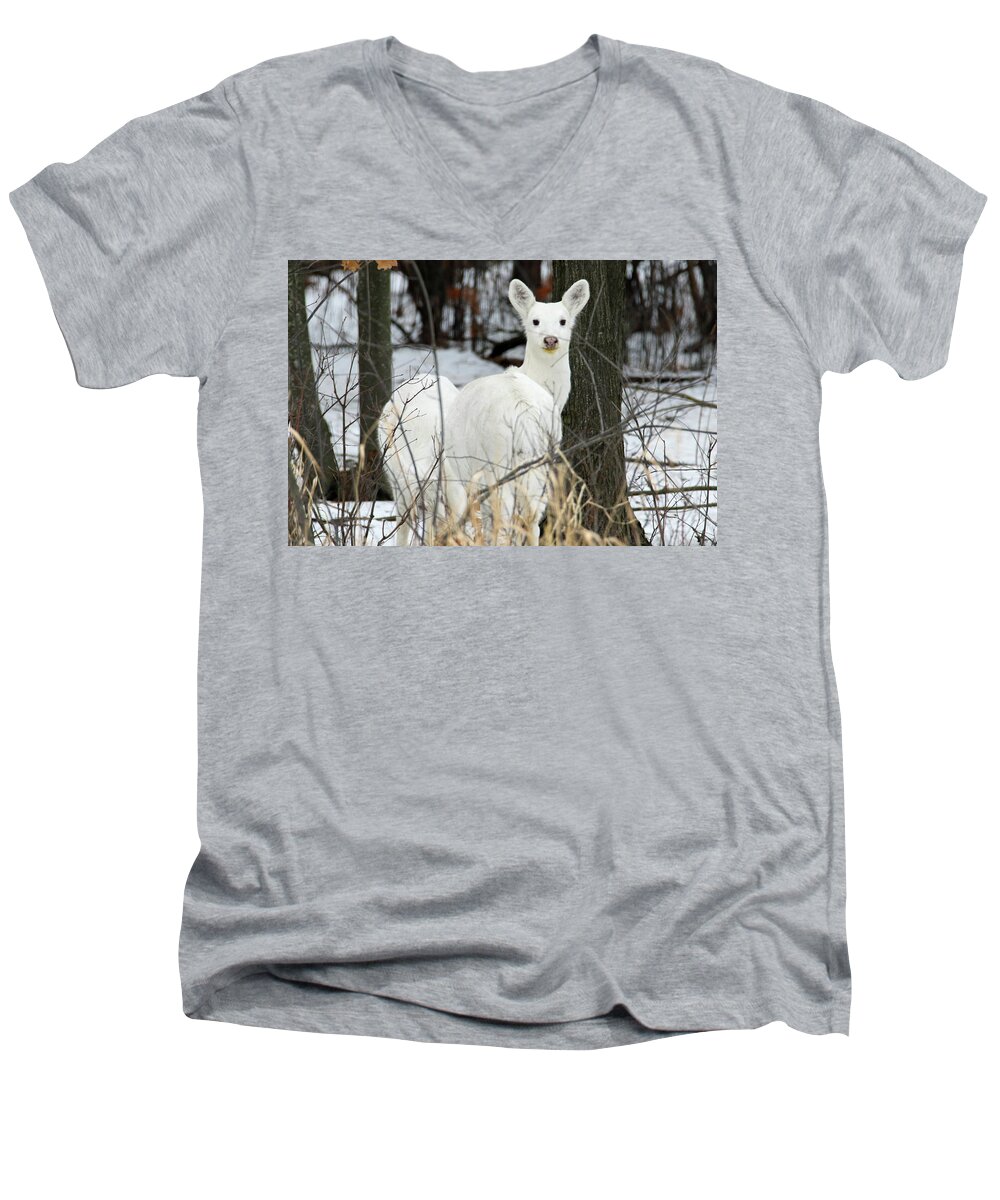 White Men's V-Neck T-Shirt featuring the photograph White Visitor by Brook Burling