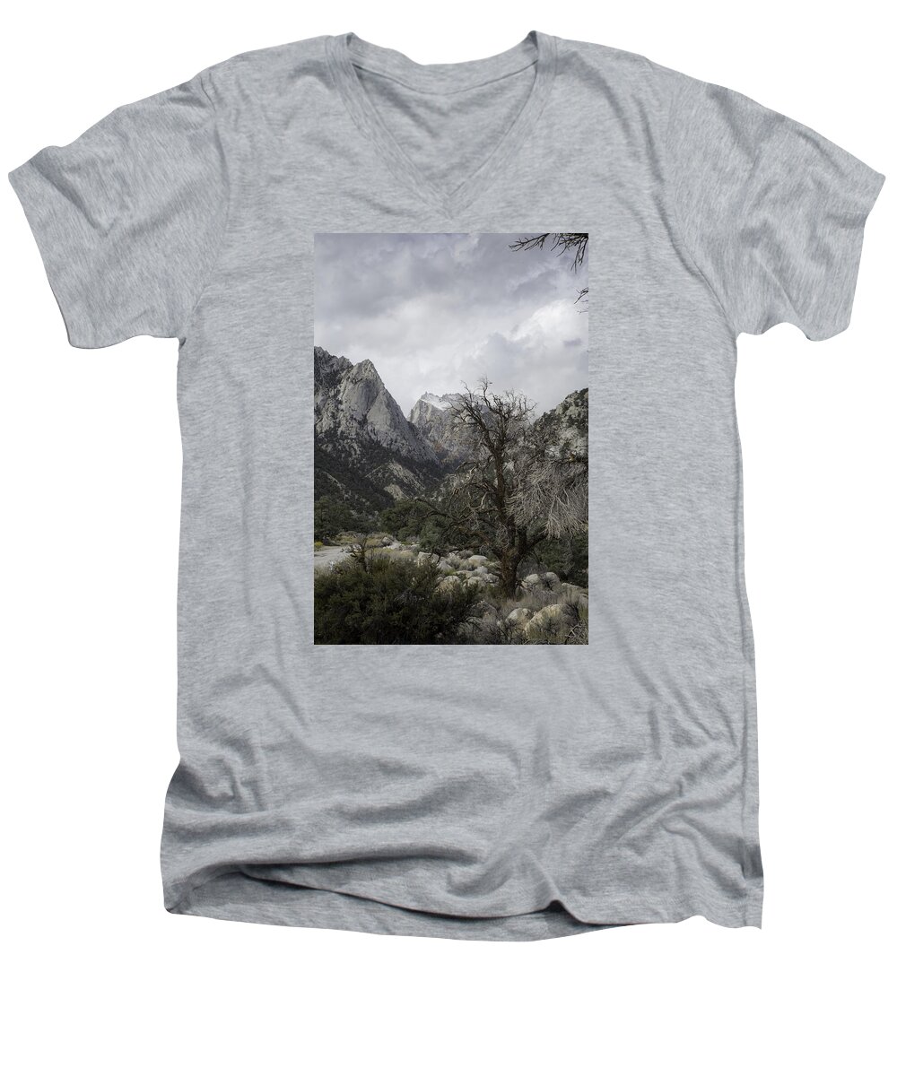 Mount Whitney Men's V-Neck T-Shirt featuring the photograph Whitney Portal by Dusty Wynne