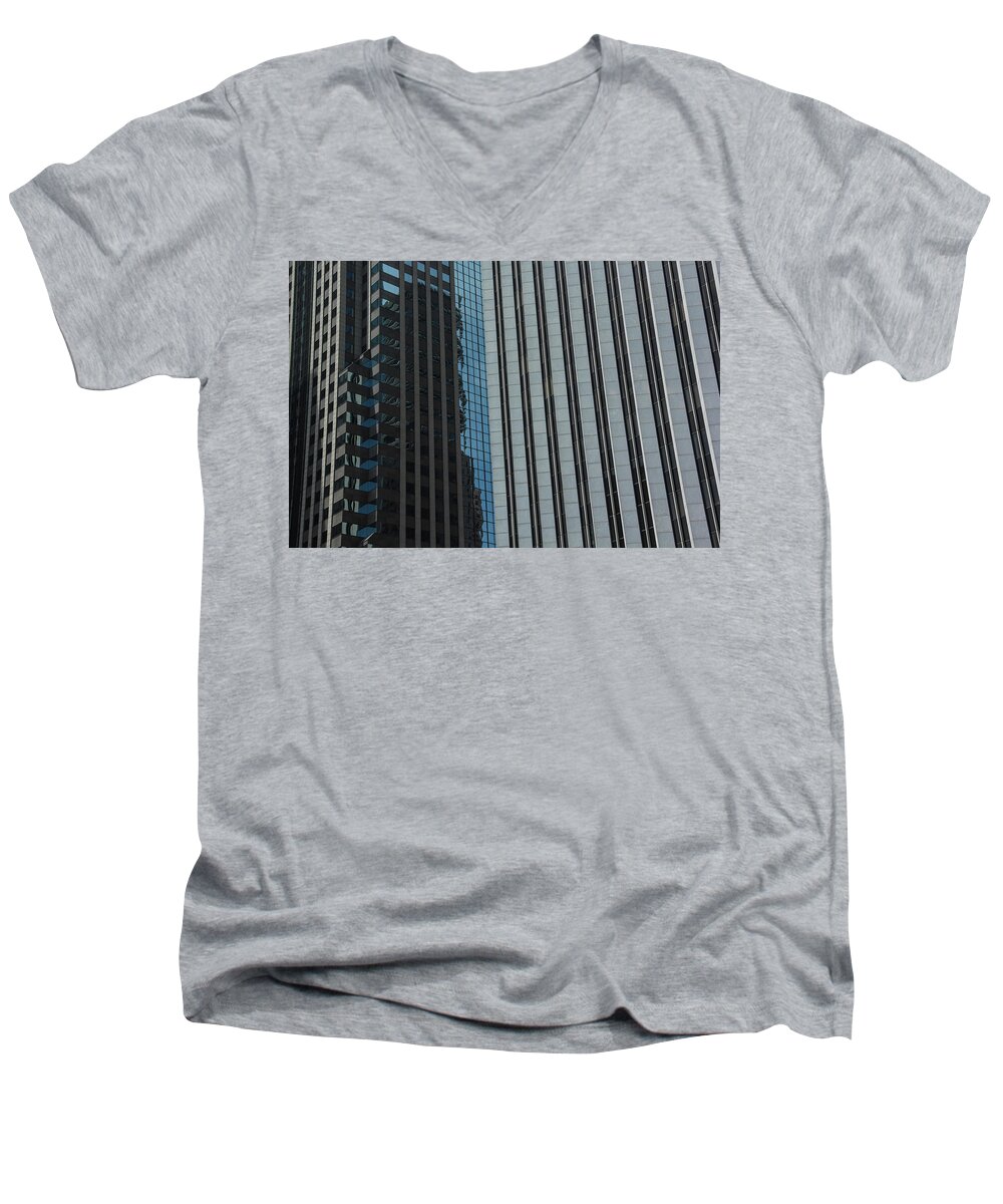 Abstract Men's V-Neck T-Shirt featuring the photograph Widy City Perspective 1 by Michael Nowotny
