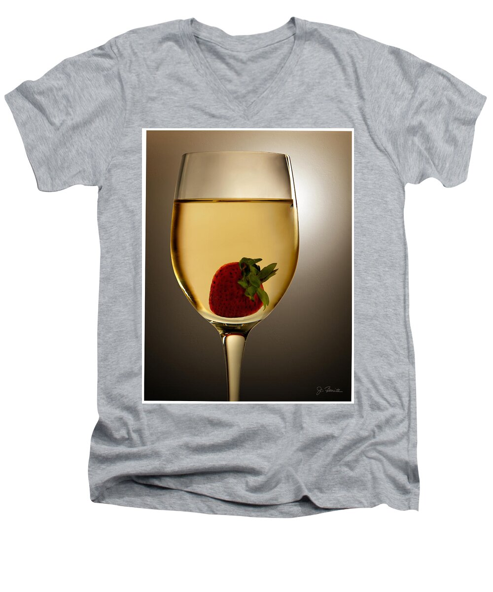Strawberry Men's V-Neck T-Shirt featuring the photograph Wild Strawberry by Joe Bonita