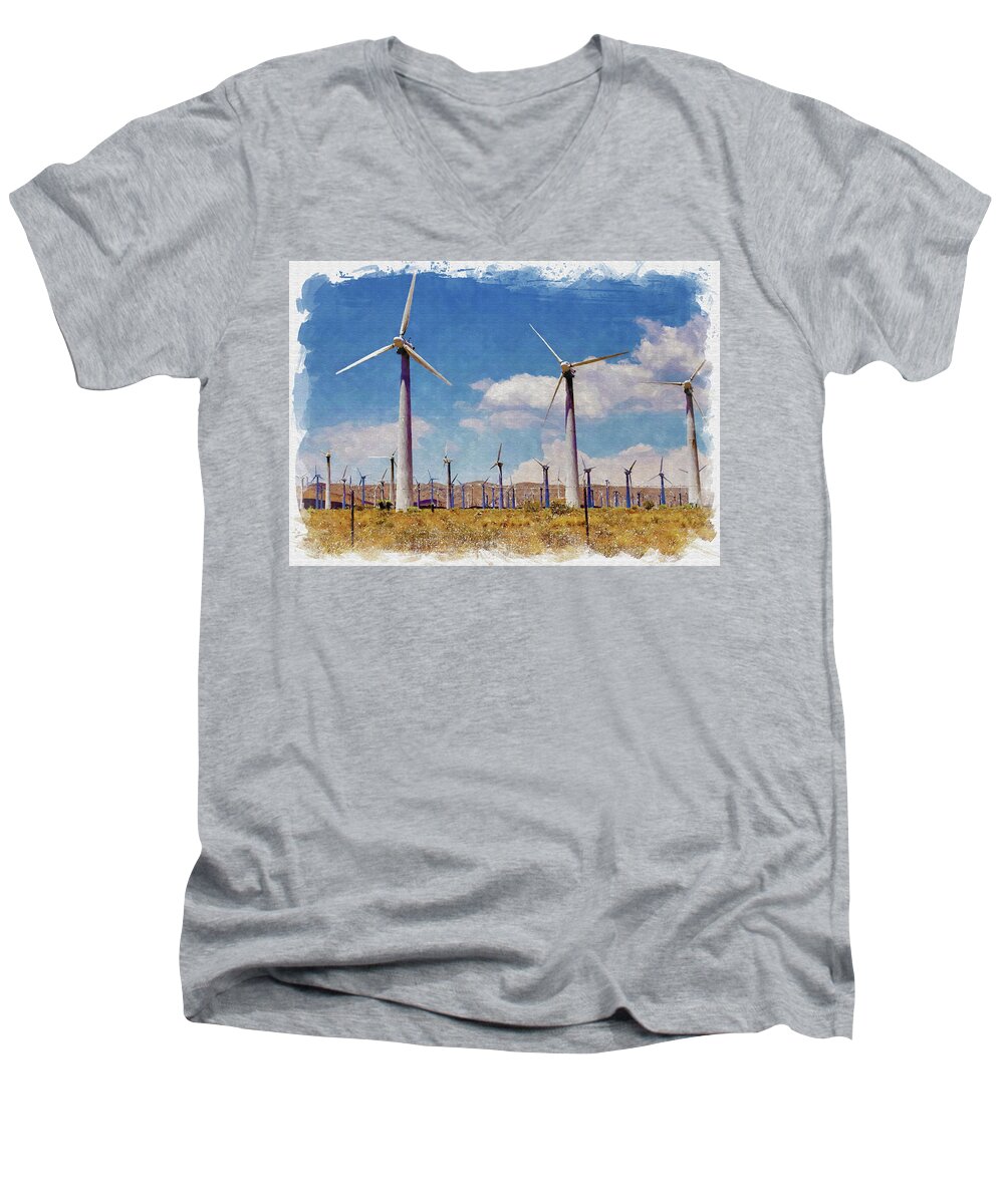 Wind Men's V-Neck T-Shirt featuring the photograph Wind Power by Ricky Barnard