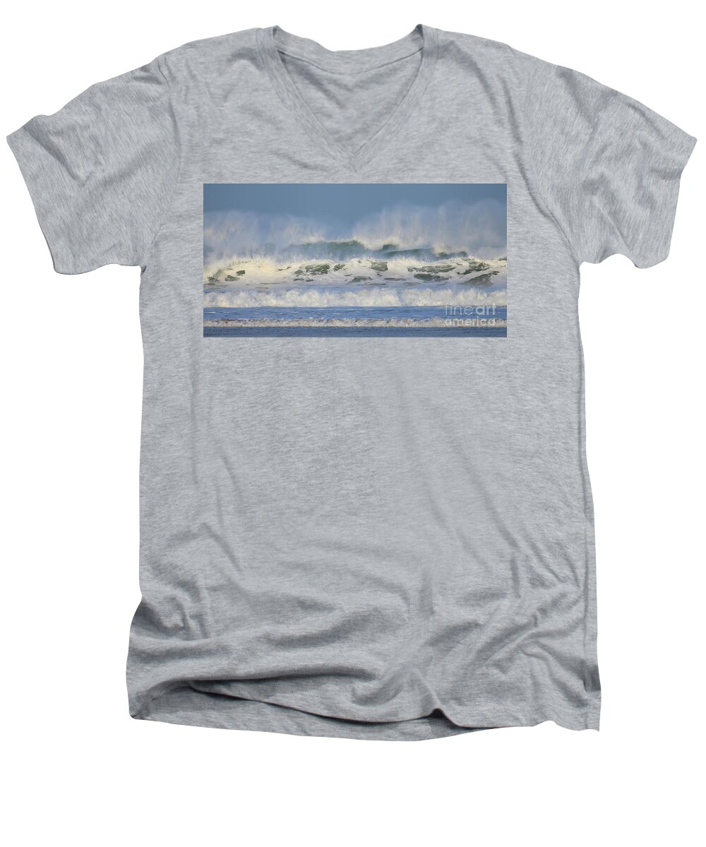 Background Men's V-Neck T-Shirt featuring the photograph Wind swept waves by Nicholas Burningham