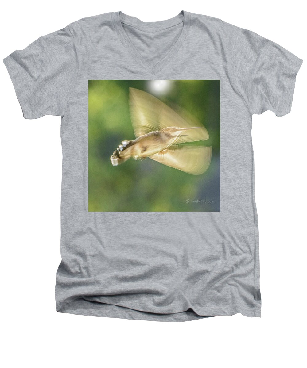 Hummingbirds Men's V-Neck T-Shirt featuring the photograph Wing Shadow by Paul Vitko