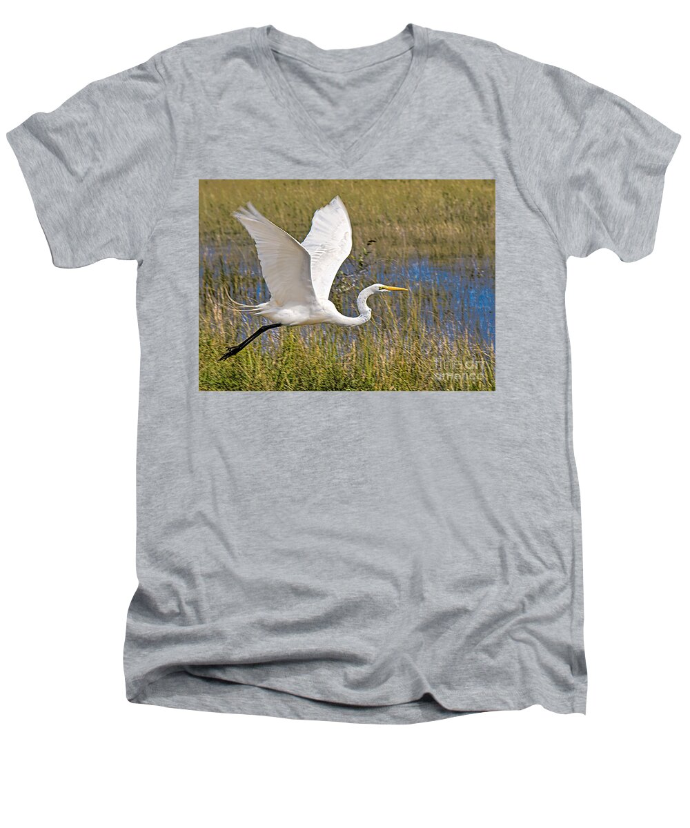 Birds In Flight Men's V-Neck T-Shirt featuring the photograph Wings by Judy Kay