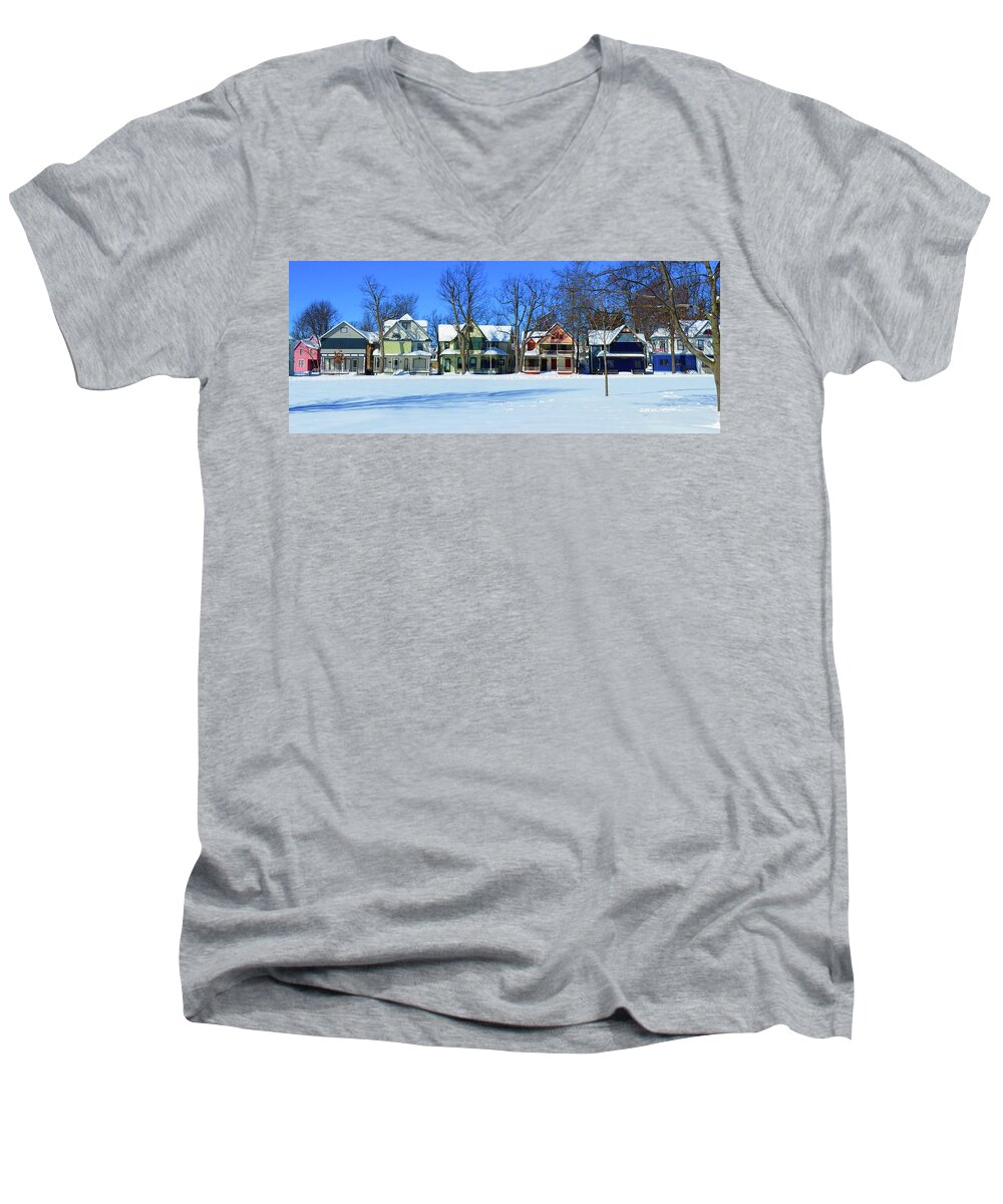 Thousand Islands Men's V-Neck T-Shirt featuring the photograph Winter at TI Park by Dennis McCarthy