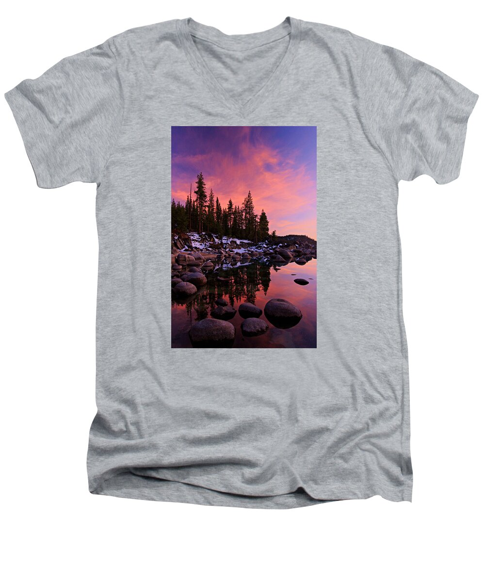 Lake Tahoe Men's V-Neck T-Shirt featuring the photograph Winter Is Coming by Sean Sarsfield