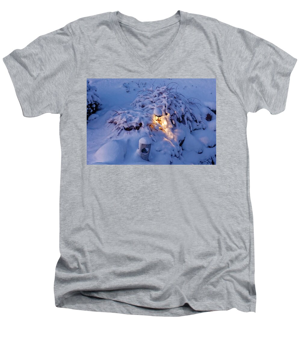Light Men's V-Neck T-Shirt featuring the photograph Winter light by Peter Ponzio