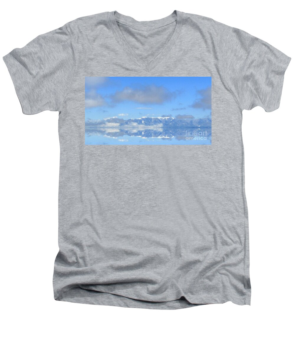 Men's V-Neck T-Shirt featuring the photograph Winter On The Lake by Kelly Awad