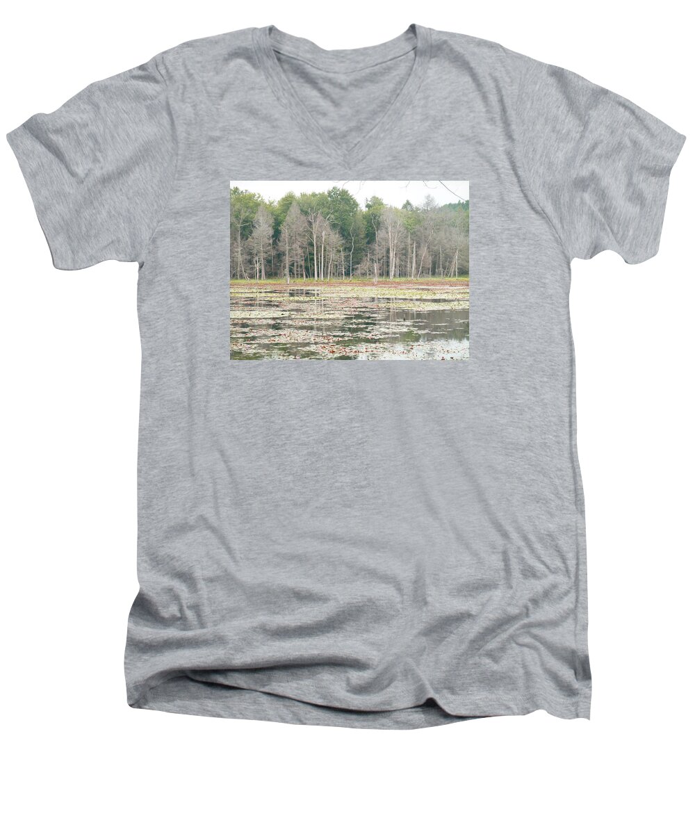 Swamp Men's V-Neck T-Shirt featuring the photograph Woodbourne Swamp by Christine Lathrop