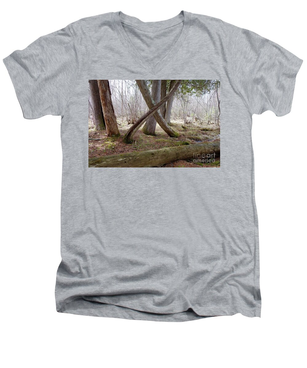Cedars Men's V-Neck T-Shirt featuring the photograph X Marks the Spot by Sandra Updyke
