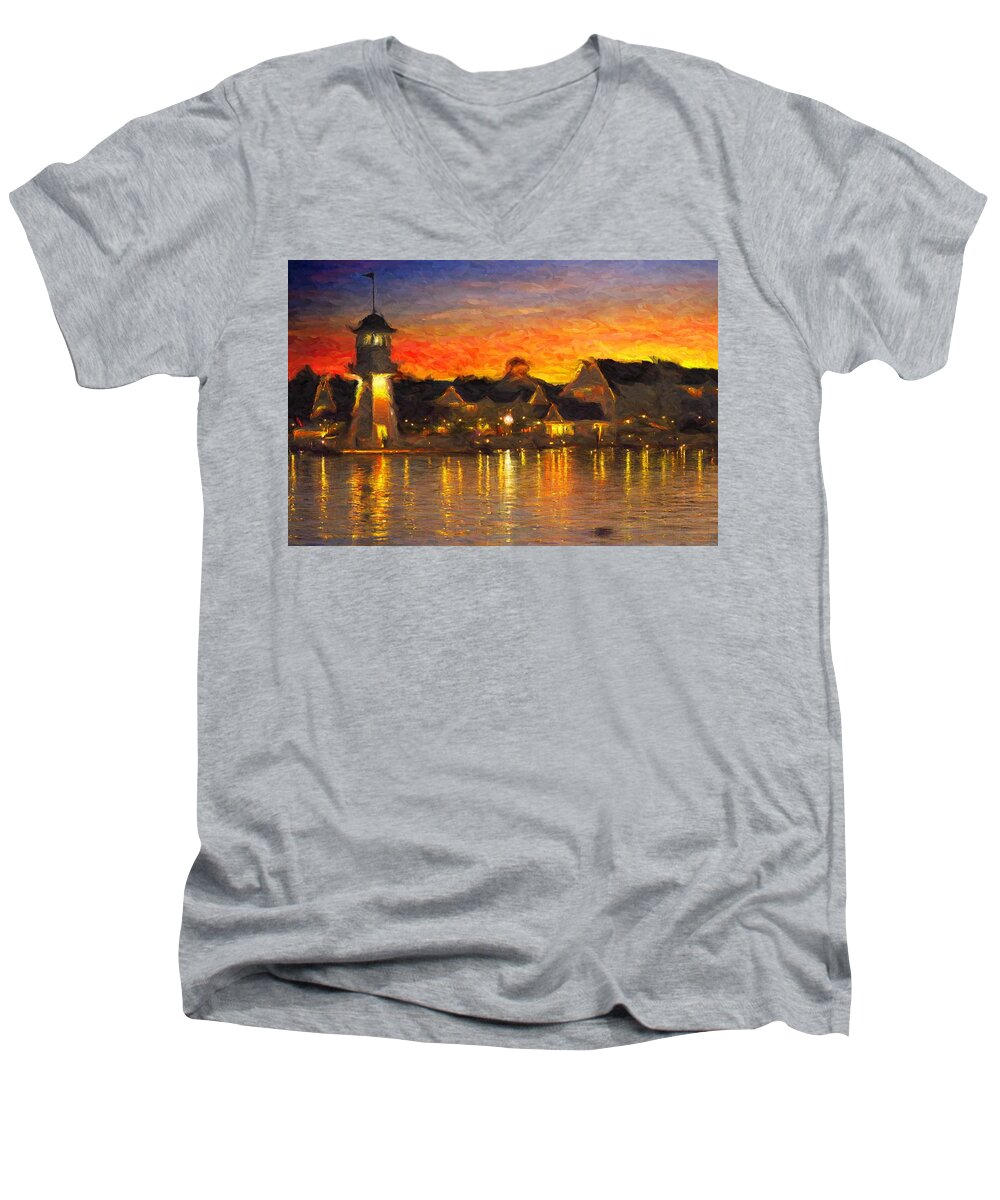 Hotel Men's V-Neck T-Shirt featuring the digital art Yacht Club by Caito Junqueira