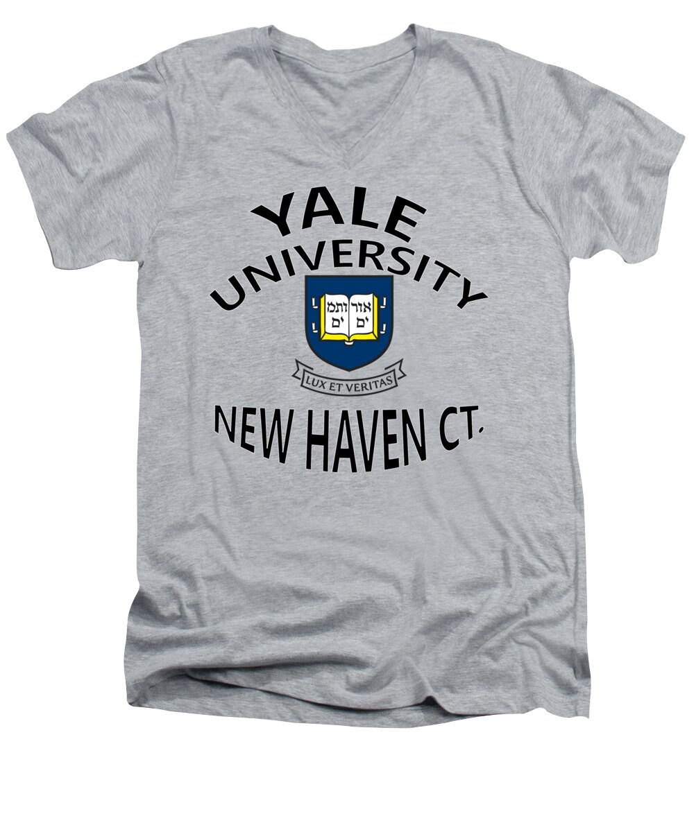 Yale University Men's V-Neck T-Shirt featuring the digital art Yale University New Haven Connecticut by Movie Poster Prints