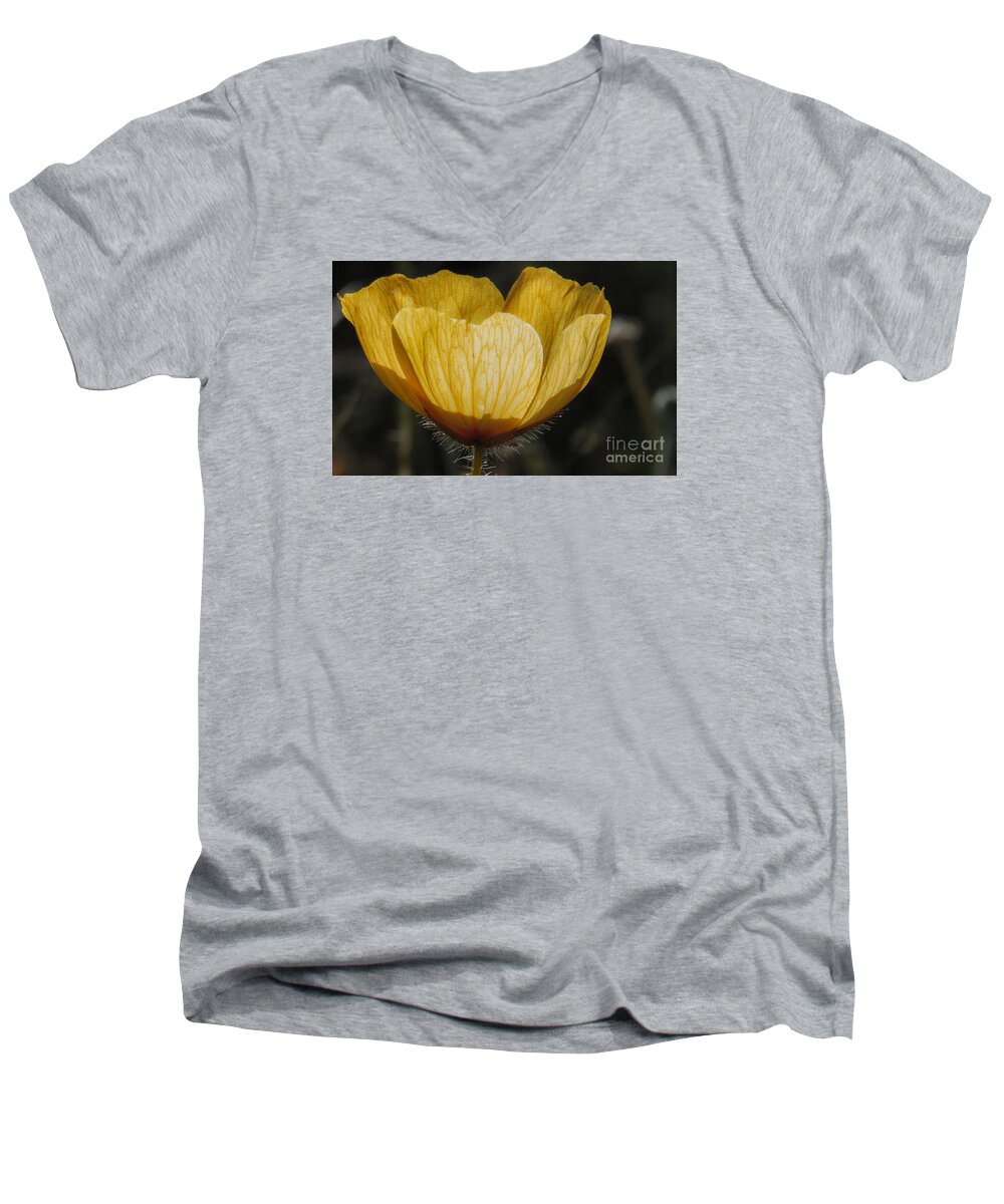 Nature Men's V-Neck T-Shirt featuring the photograph Yellow Flower 4 by Christy Garavetto