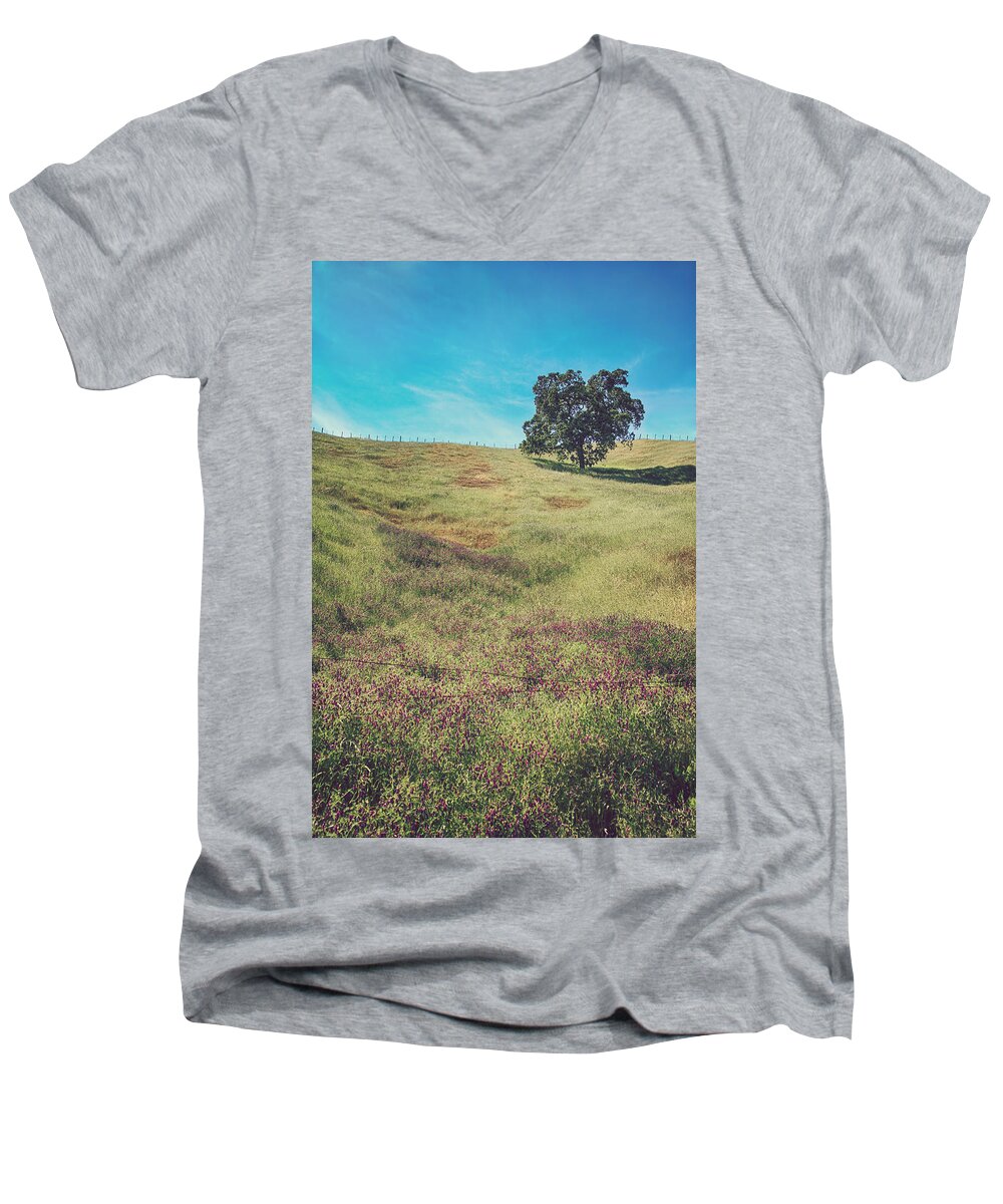 Morgan Hill Men's V-Neck T-Shirt featuring the photograph Yet I Feel His Arms Around Me by Laurie Search